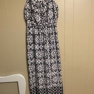 AB Studio Black and White Strapless Printed Maxi Dress